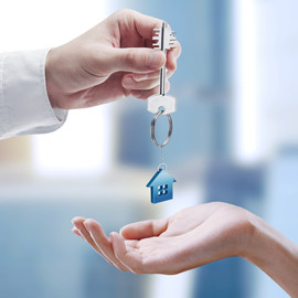 image of a person receiving keys for the renters section